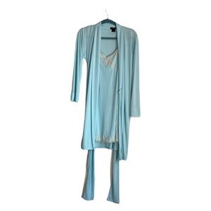 Natori Slip Dress and Robe Baby Lace Set